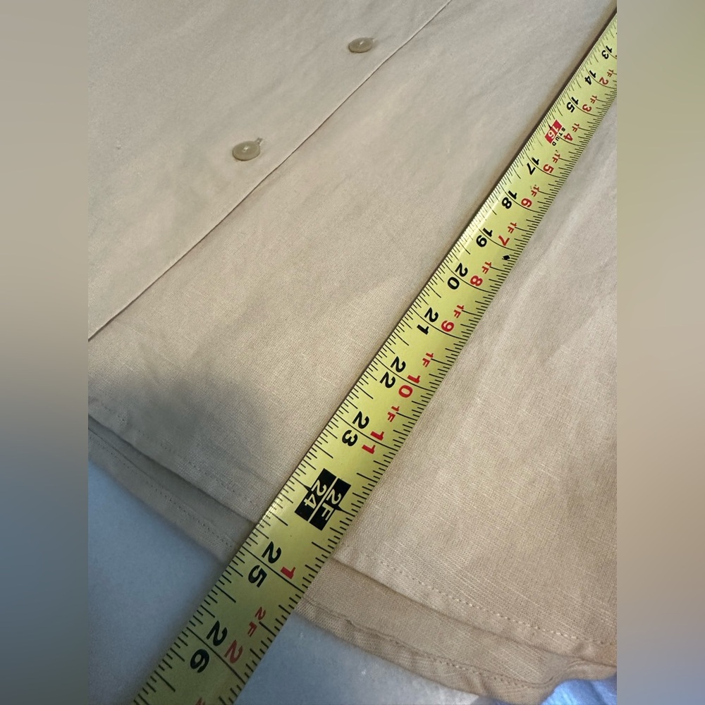 Linen Blend Open Collar Short Sleeve Shirt - Picture 5 of 5